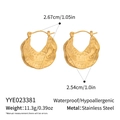 Detailed view of wide irregular leaf texture earrings in waterproof stainless steel - Gold Irregular Hammered Leaf Style (YYE023381)