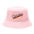 Stylish pink cotton bucket hat featuring Germany flag colors and elegant cursive text - M / 3# Germany Text - Light Pink