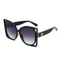 Lunettes de soleil carrées oversize noires avec des verres dégradés violets - Monture Noire Verre Gris Dégradé