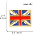 Détail d'une broche drapeau britannique avec dimensions 1.6x2.0cm et poids de 3.5g affichés - Drapeau Britannique Rectangulaire