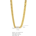 Detail view of 316L stainless steel Cuban chain necklace with white inlay and 7mm width - Gold Cuban Link Necklace - White Shell