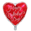 Red heart-shaped foil balloon with Happy Valentine's Day text and white border - 18 Inch Valentine Heart F3077