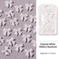 50pcs white resin bow nail art charms 11x11mm in retail packaging bag - Ribbon Bowknot / White