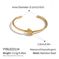Détails du bracelet jonc nœud doré avec dimensions et spécifications du matériau - Style Nœud à Double Ligne (YYBL023114) / Doré