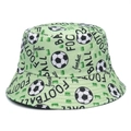 Sombrero de pescador verde claro con estampado de fútbol y letras para el verano - M / Estampado de fútbol verde claro