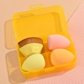 Yellow makeup sponge set with brush and three blenders in a clear storage case - 3 Sponges + No.55 Foundation Brush [Yellow]