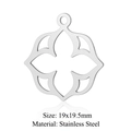Hollow lotus flower charm pendant in stainless steel size 19x19.5mm for DIY jewelry - Silver Four-petal Flower (19x19.5mm) / 5 Pcs/Pack