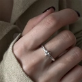 Minimalist 925 sterling silver ring with textured band and star motif in silver finish - J5329 Star Irregular Open