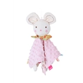 Pink minky dot baby security blanket with mouse character and colorful sensory tags - Pink Mouse