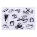 Clear silicone stamps featuring 12 hand-drawn bread and bakery motifs for DIY crafts - No.7-Handmade Bread Baking