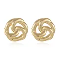 Detailed close-up of golden geometric twisted knot earrings with a high-polished finish - Style 5 Gold