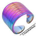 Anillo ajustable de acero inoxidable con rayas arcoíris, diámetro de 1,7 cm - 1.7cm/Abierto Ajustable / Arcoíris