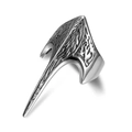 Vintage silver viking totem ring for men with unique axe motif and gothic metal design - US 13 / Blackened Polished (10301)