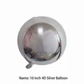 Silver 10 inch 4D round aluminum film balloon with metallic finish for party decor - 10" / Silver