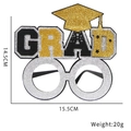 Silver glitter graduation party glasses with black and gold GRAD lettering for seniors - Style S (Silver Grad Mixed)