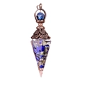Pendentif en lapis-lazuli et argent avec pierres de cristal bleues en forme de cône - Lapis-lazuli