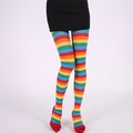 Bas montants à rayures multicolores pour fêtes d'Halloween et tenues de cosplay - Collants rayés arc-en-ciel