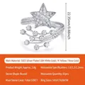 S925 Sterlingsilber Ring in Sternform mit 0,89ct Moissanit Steinen und Weißgold-Finish - US 7 / S925 Silber Moissanit Ring