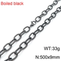 Collar de cadena de acero de titanio en negro, diseño de eslabones de 500x9mm estilo unisex - 50cm / Negro