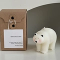 Cute white polar bear scented candle with vintage kraft paper gift box packaging - White Blushed Polar Bear