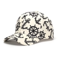 Vue détaillée de la casquette de baseball avec motifs d'ancre et de gouvernail - Taille Unique(Réglable) / Blanc Cassé