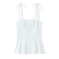 Weißes Camisole-Top mit verstellbaren Schleifen-Trägern und schlankmachendem Saum - XS / Weiß