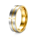 Anello da uomo in acciaio inossidabile bicolore con finitura argento e scanalatura oro - US 6 / Oro