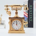 Vintage golden telephone shaped alarm clock for desk decor with quartz dial - Golden Telephone Clock