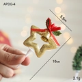 Golden star cake topper with red bow and small bell for Christmas party decoration - Five-pointed Star