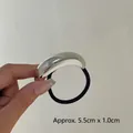 Minimalist silver metal hair tie for bun hairstyles, measuring 5.5cm by 1.0cm - 1-Layer Silver