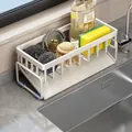 White 23x9x11cm kitchen sink organizer rack for sponges and soap without hanging rod - Standard Model (No Bar) / Bright White