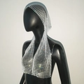 Detail der Kristall-Strass-Netz-Kopfbedeckung mit schimmerndem Silbernetz-Design für Damen - Weiß Lang