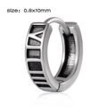 Silver stainless steel huggie earring with engraved Roman numerals size 0.8x10mm - Style 3 (Roman Numerals)