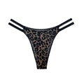 Tanga léopard pour femme avec double lanières ornées de strass, taille basse - S / Imprimé léopard