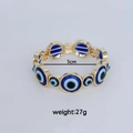 Gold Evil Eye stretch bracelet with blue circular charms, 5cm diameter, 27g - Nazar Amulet Style / Blue Big Eye