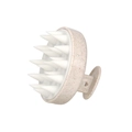 Beige speckled scalp massage brush with white silicone bristles for hair washing - Wheat Straw Wheat Color with Round Hole