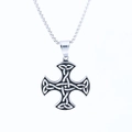 Pendente croce celtica vintage in argento con motivi a nodo e catena box - Ciondolo Croce a Cerchio Celtico (A0514)