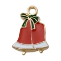 Ciondolo campana di Natale rosso con fiocco verde per creazione gioielli fai-da-te - Stile Campana (9907) / 1 pezzo (15x20mm) / Rosso