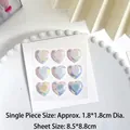 3D holographic heart gem stickers for kids with faceted diamond rainbow effect - L Size Silver (9 Pcs/Sheet)