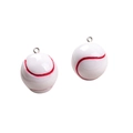 Pendentifs de baseball miniatures en résine blanche avec coutures rouges et anneau - Balle de tennis avec œillet
