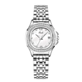 Gedi silver stainless steel watch with mother-of-pearl dial and zircon-set bezel - White Mother of Pearl Dial Silver Steel Strap
