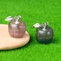 Mini apple pendants in rose quartz and green aventurine with silver metal leaves - Fluorite