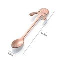 Rose gold stainless steel dog-shaped coffee spoon featuring 11.5cm length measurements - Dog / Rose Gold