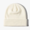 Classic cream white knitted beanie hat with cuffed edge for winter warmth and style - One Size / Soft White