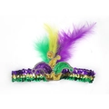 Mardi Gras veren pailletten haarband, paars groen goud feestelijk haaraccessoire. - Narrenkap Stijl / Goud Groen Paars