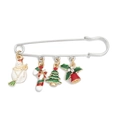 Broche épingle de Noël avec bonhomme de neige et breloques en émail coloré - C1753-5-Pendentifs épingle de sûreté G