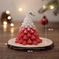 Christmas tree scented candle in red and white gradient, 7.8cm size on wood base - Red Loaf Leaf Tree (Sweet Berry) / 7.8x7.8cm
