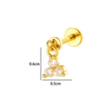 Gold stainless steel internal thread labret stud with a three-zircon cluster dangle - Triangle Triple Gem Style (2639-2) / 1.2x8mm / Gold