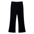 Dettaglio dei pantaloni a zampa da donna in velluto nero con bottone e tasche laterali - S / Pantaloni Neri