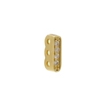 18K gold plated copper rectangle spacer bead with four inlaid zircon stones - VK265 3-Hole Bead / Gold